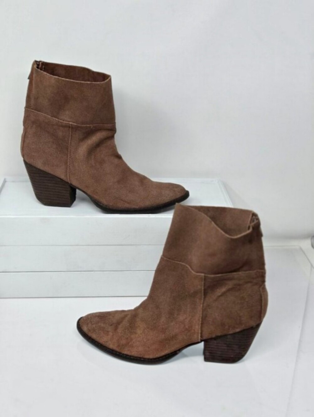 Matisse Shamus Boots Womens 8.5 Brown Suede Leather Western Heel Ankle Slouchy